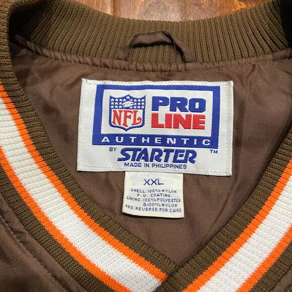 STARTER Pro Line Vintage NFL Cleveland Browns V-Neck Windbreaker Jacket XXL - Picture 7 of 9